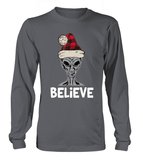 Believe Christmas Alien Santa Hat Sci Fi Unisex Women's Long Sleeve