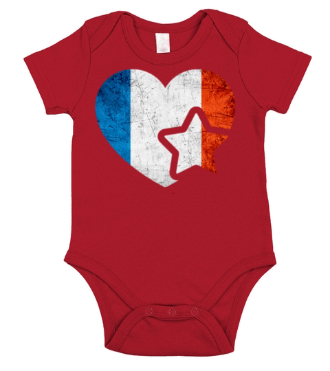 My heart for France - Vintage French flag Short Sleeve Baby One-Piece