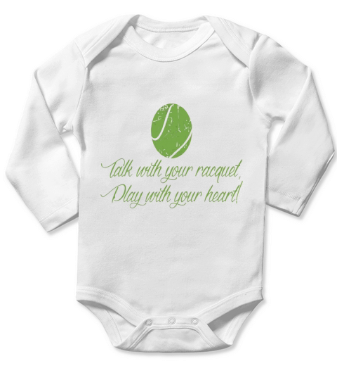 Talk With Your Racquet Play With Your Heart Tennis Long Sleeve Baby One-Piece