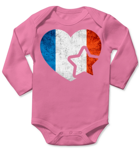 My heart for France - Vintage French flag Long Sleeve Baby One-Piece