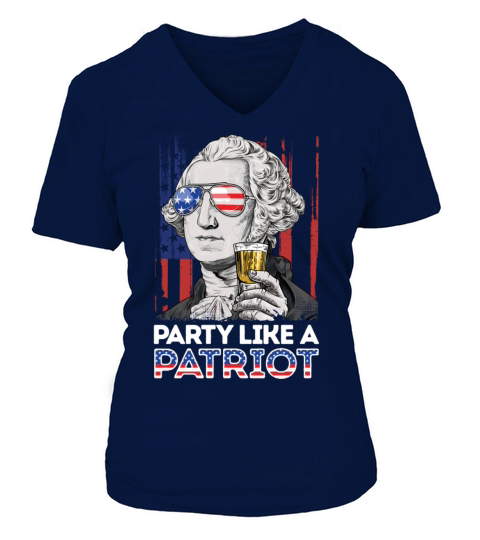 George Washington Party Like A Patriot 4th of Women's V-Neck T-shirt