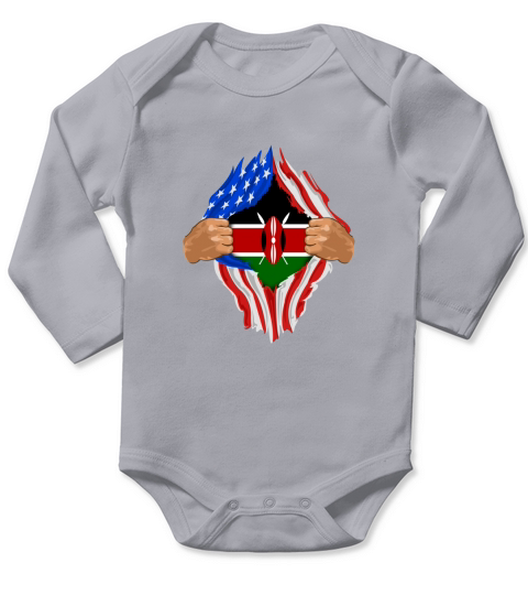 Kenyan Blood Inside Me  Kenya Flag Gift Long Sleeve Baby One-Piece