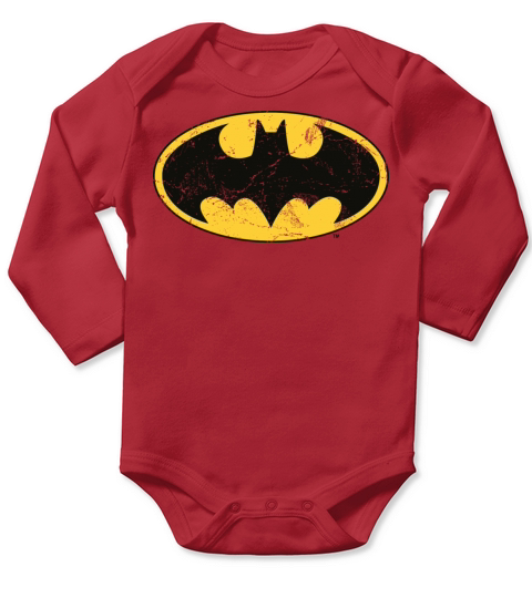 DC Comics Batman Logo Used Look Long Sleeve Baby One-Piece