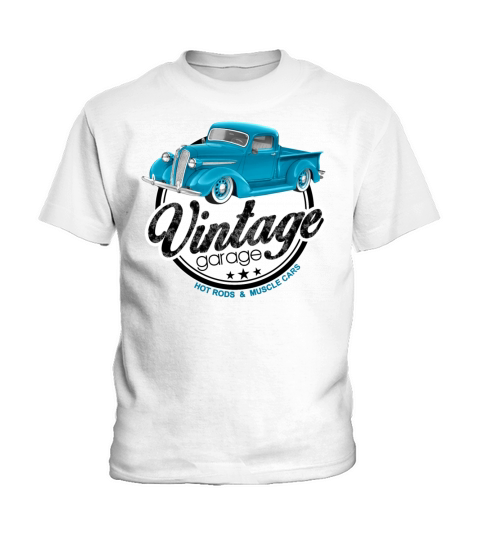 Vintage Garage Blue Classic Trucks Kids T-Shirt
