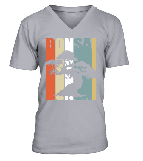 Bonsai Tree Vintage Retro Colorful Japanese Garden Men's V-Neck T-shirt
