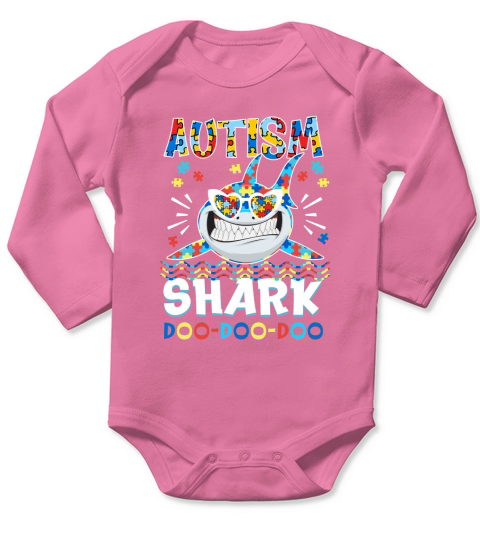 Autism Shark doo doo doo Long Sleeve Baby One-Piece