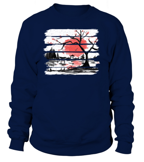 Japan Watercolor Red Sun I Vintage Cherry Tree Women's Sweatshirt