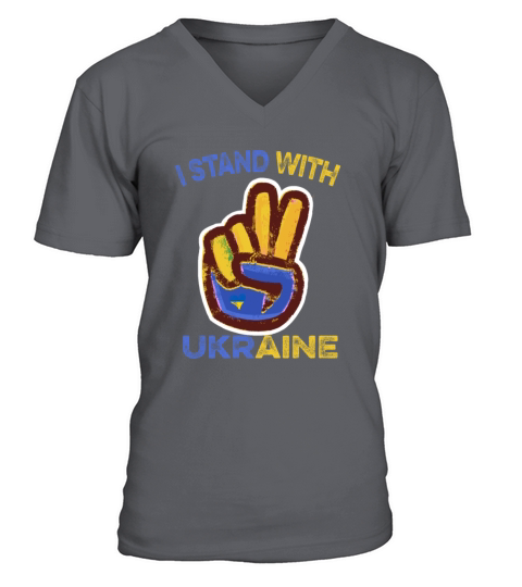 I Stand with Ukraine Ukrainian flag supporting Ukr V-Neck T-shirt