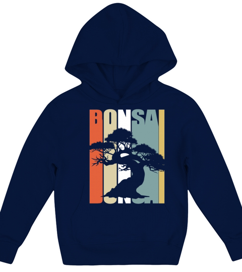 Bonsai Tree Vintage Retro Colorful Japanese Garden Kids Hoodie
