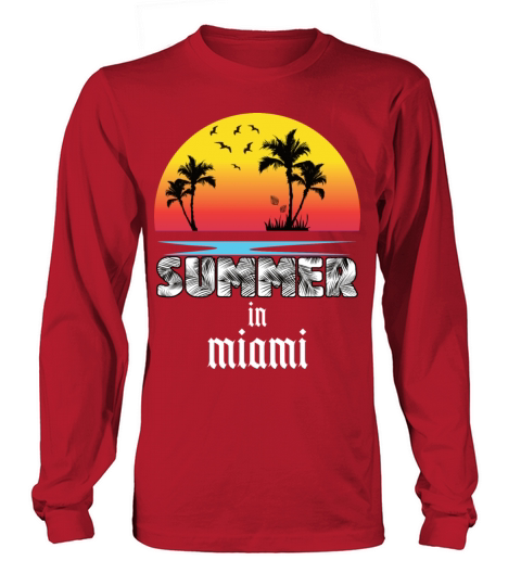 Summer in miami beach holiday palm trees Men's Long Sleeve