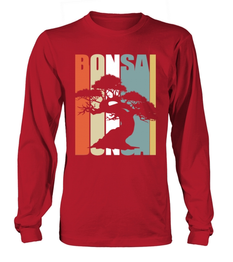 Bonsai Tree Vintage Retro Colorful Japanese Garden Men's Long Sleeve
