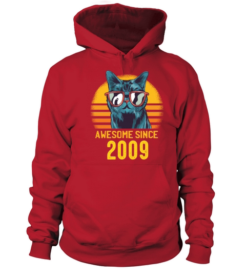 Cats Birthday Awesome Since 2009 Funny Gift Women's Hoodie