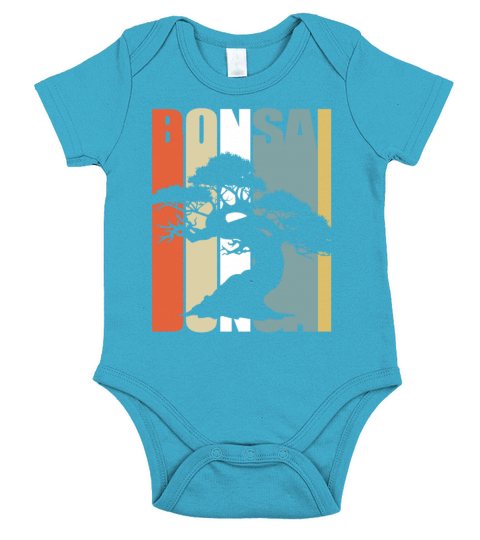 Bonsai Tree Vintage Retro Colorful Japanese Garden Short Sleeve Baby One-Piece