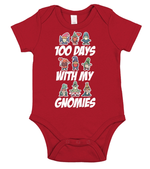With My Gnomies Funny 100 Days of School Gift Short Sleeve Baby One-Piece