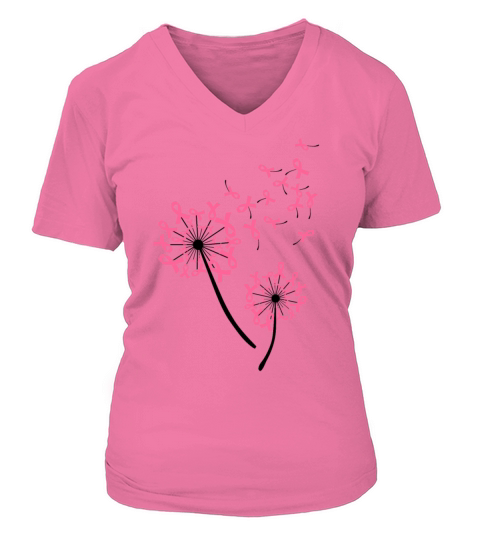 World Breast cancer Awareness Dandelion Awesome T Women's V-Neck T-shirt