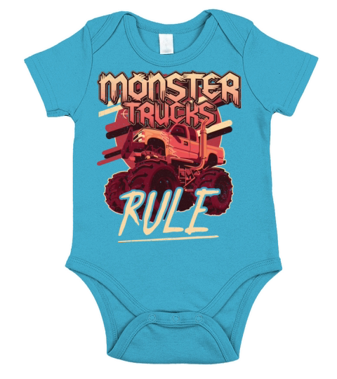 Monster Trucks Rule Red Short Sleeve Baby One-Piece