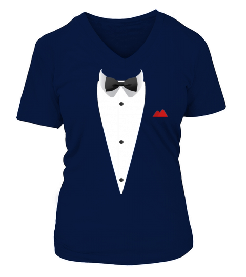 Tuxedo design with Bowtie For Weddings And Women's V-Neck T-shirt
