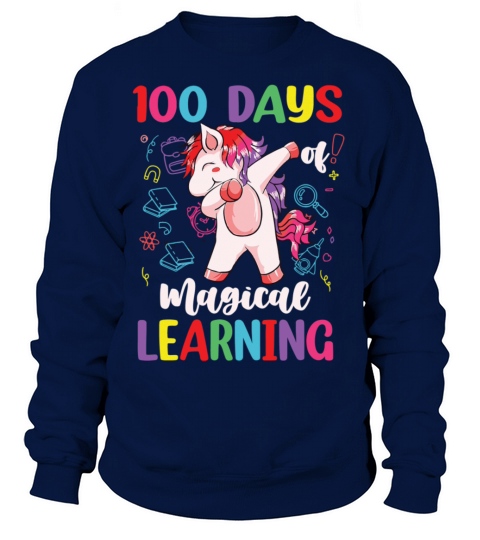 100th Day Of School Unicorn Girls 100 Days Women's Sweatshirt