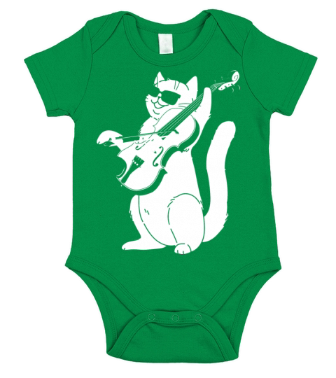 Cute Cat playing Violin String Instrument Musician Short Sleeve Baby One-Piece