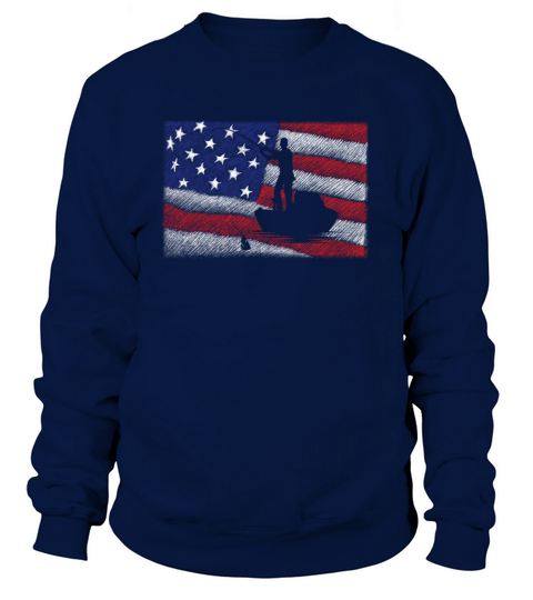 American Fisherman Graphic USA Flag Fishing Design Women's Sweatshirt