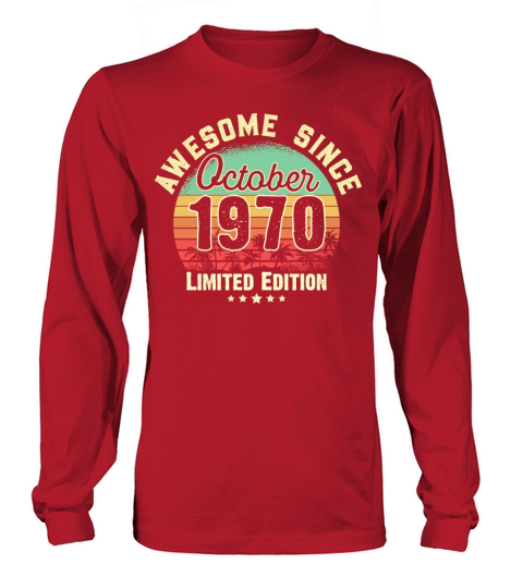 October 1970 51st Year Old Birthday Gift Retro Women's Long Sleeve