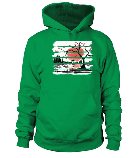 Japan Watercolor Red Sun I Vintage Cherry Tree Women's Hoodie