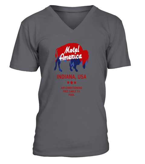 Motel America  Indiana USA V-Neck T-shirt