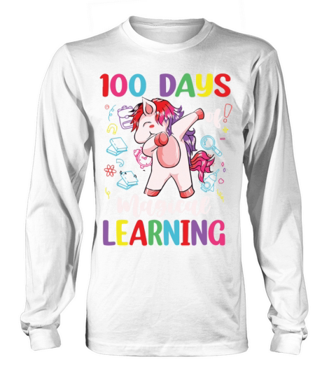 100th Day Of School Unicorn Girls 100 Days Men's Long Sleeve