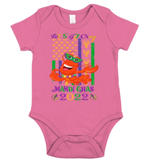 lets get gray Funny Mardi gras Crawfish Short Sleeve Baby One-Piece