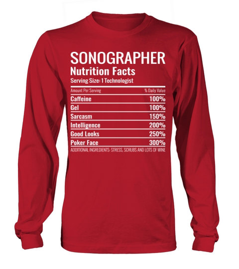 Ultrasound Tech Funny Sonographer Nutrition Facts Women's Long Sleeve