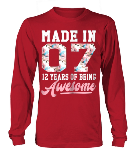 12 Years Old Birthday Girl TShirt Born in 2007 12 Women's Long Sleeve