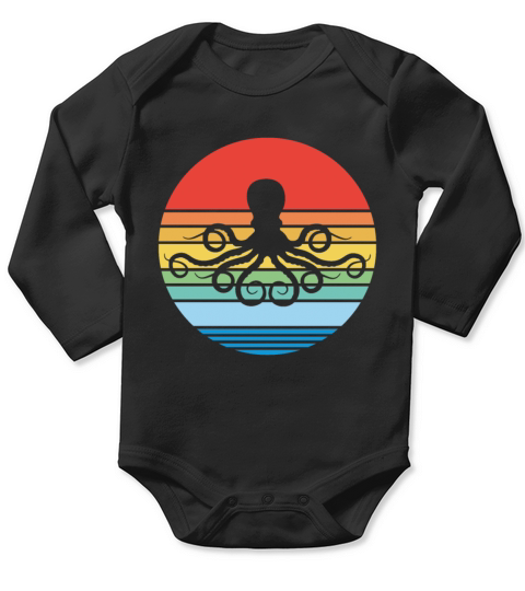 Retro Squid Vintage Octopus Marine Biologist Long Sleeve Baby One-Piece
