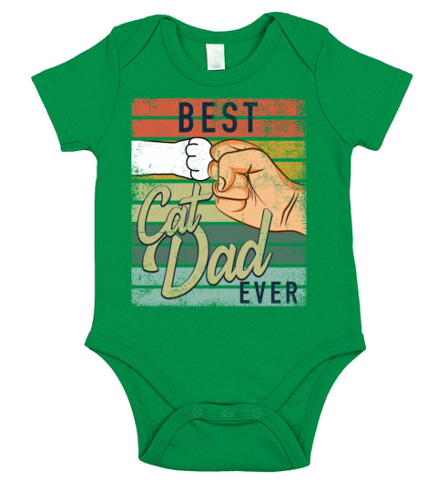 Best Cat Dad Ever Cat Dad Ghetto Fist Short Sleeve Baby One-Piece