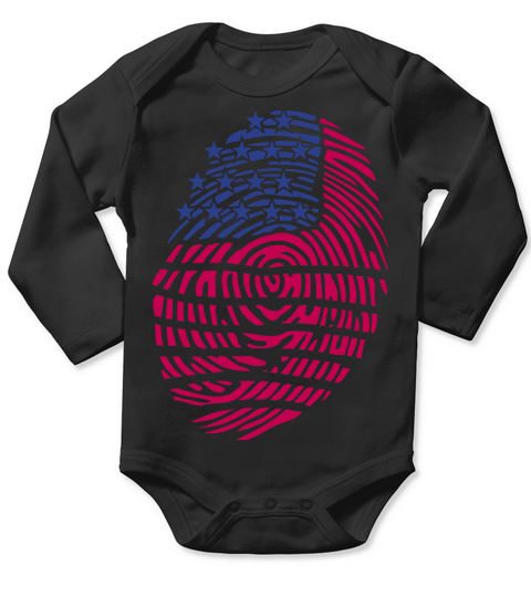 american fingerprint usa flag united Long Sleeve Baby One-Piece