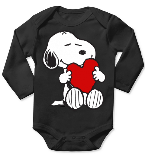 Peanuts Valentine Snoopy Hugging Heart Gift Tee Long Sleeve Baby One-Piece