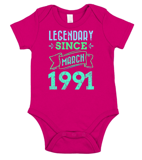 Legendary since March 1991 birthday 31 years Short Sleeve Baby One-Piece