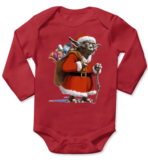 Merry Christmas Star Wars Yoda Santa Claus Ugly Faux Long Sleeve Baby One-Piece