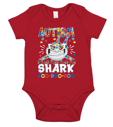 Autism Shark doo doo doo Short Sleeve Baby One-Piece