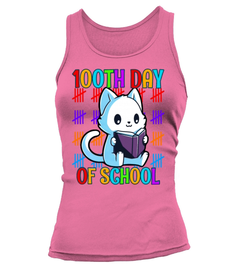 100TH Day Of School Cute Cat Reading Boys Girls Women's Tank Top
