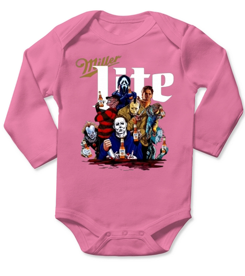 Horror characters Miller Lite shirt Long Sleeve Baby One-Piece
