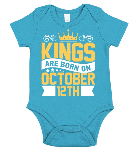 Kings are Born on October 12th Birthday on October Short Sleeve Baby One-Piece