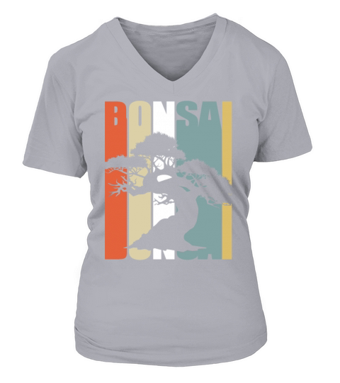 Bonsai Tree Vintage Retro Colorful Japanese Garden Women's V-Neck T-shirt