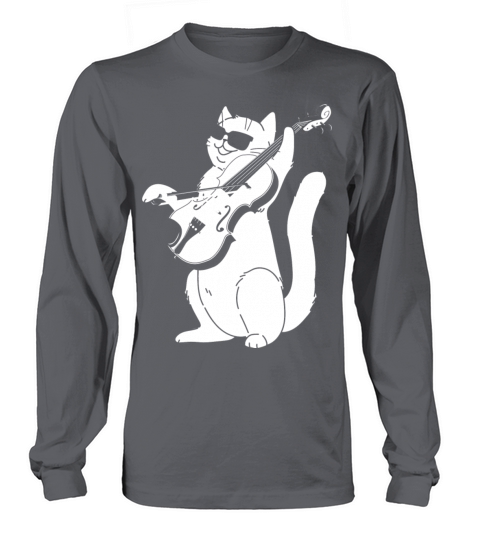 Cute Cat playing Violin String Instrument Musician Women's Long Sleeve