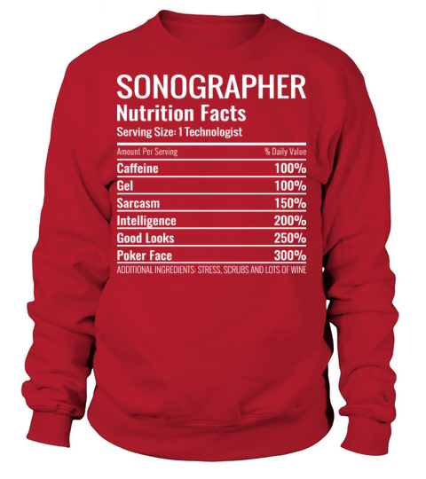 Ultrasound Tech Funny Sonographer Nutrition Facts Women's Sweatshirt