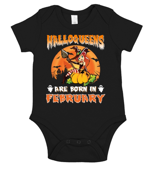 Halloween Shirt Halloqueens Are Born In February Short Sleeve Baby One-Piece
