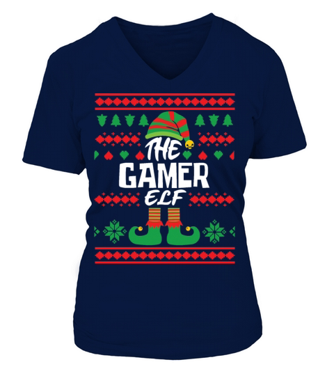 The Gamer Elf Funny ugly christmas gift Essenti Women's V-Neck T-shirt
