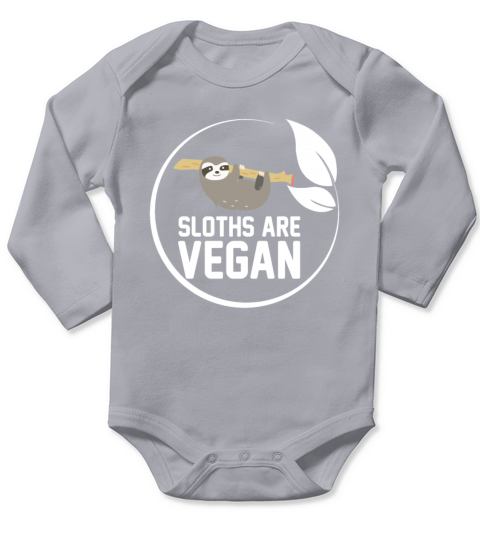 Sloth - Vegan - Fun - Tree - Hang - Chill Long Sleeve Baby One-Piece
