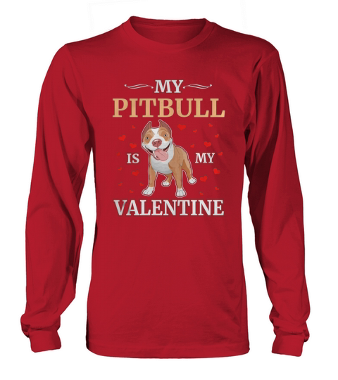 Pitbull Dog Valentines Day Gift Shirt Men's Long Sleeve