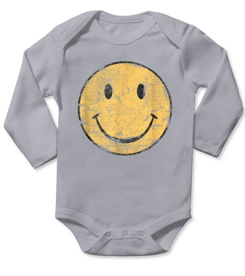 Vintage 70 Smiley Face Long Sleeve Baby One-Piece