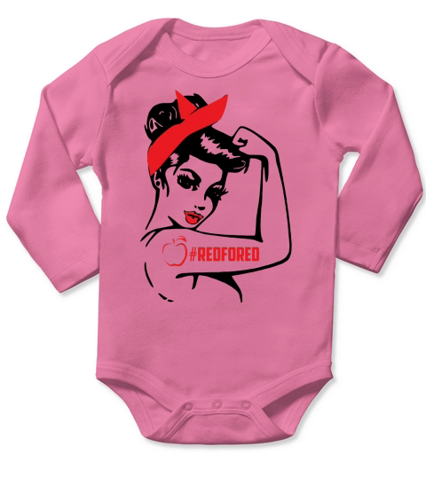 Teacher Red For Ed RedForEd T Shirt Long Sleeve Baby One-Piece